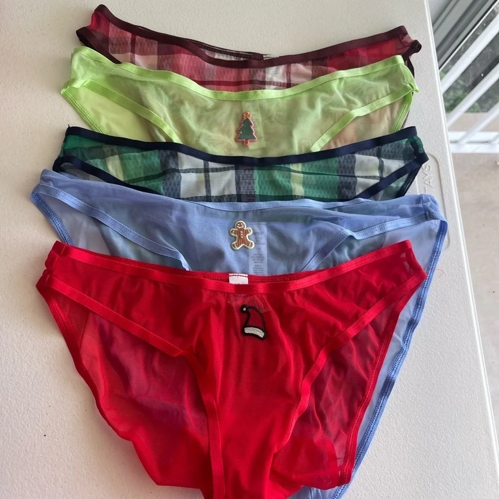 Aerie nwt undies 5 pack mesh sheer Christmas holiday panties set